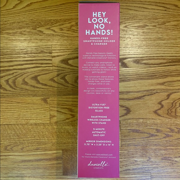 NWT Bluetooth LED Black Vanity Mirror Wireless Phone Charging Danielle Creations - Picture 2 of 4